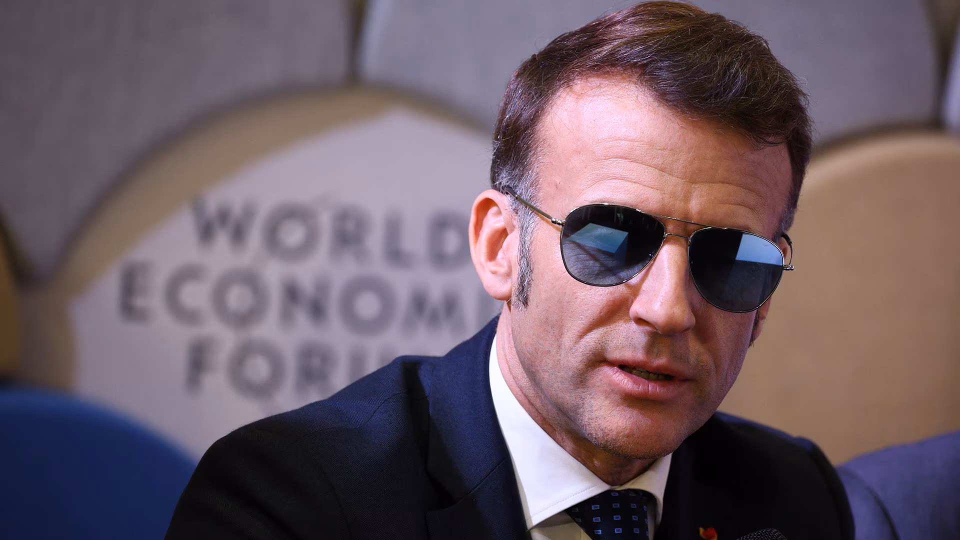 Emmanuel Macron, Davos 2026, World Economic Forum, Macron sunglasses,